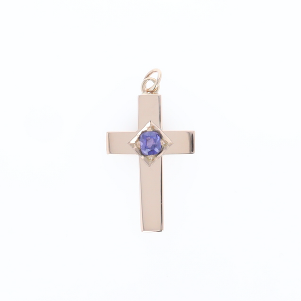 Cross Pendant with Purple Sapphire