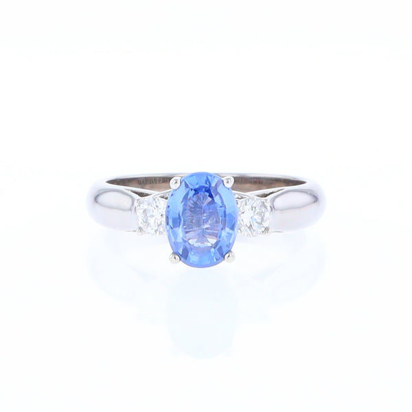 Ceylon Sapphire Three-Stone Trellis Ring