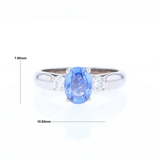 Ceylon Sapphire Three-Stone Trellis Ring