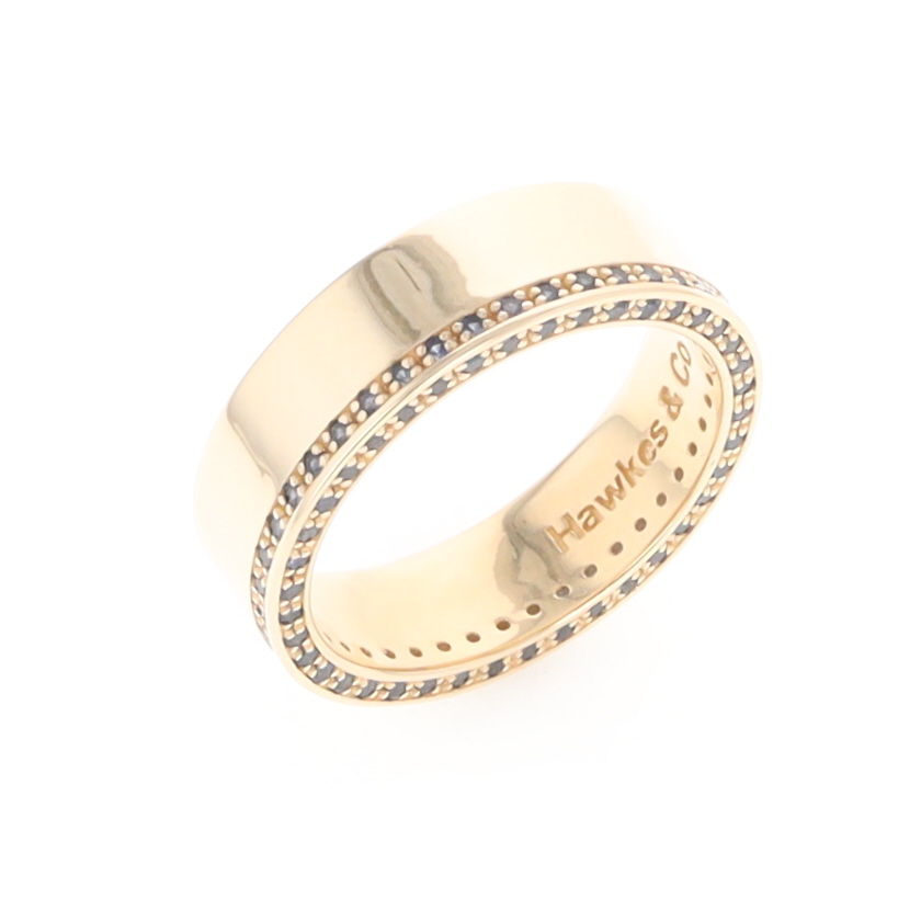Men's Blue Sapphire Wedding Band Contemporary Design