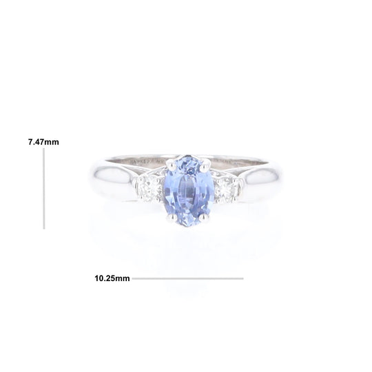 Ceylon Sapphire Three-Stone Trellis Ring