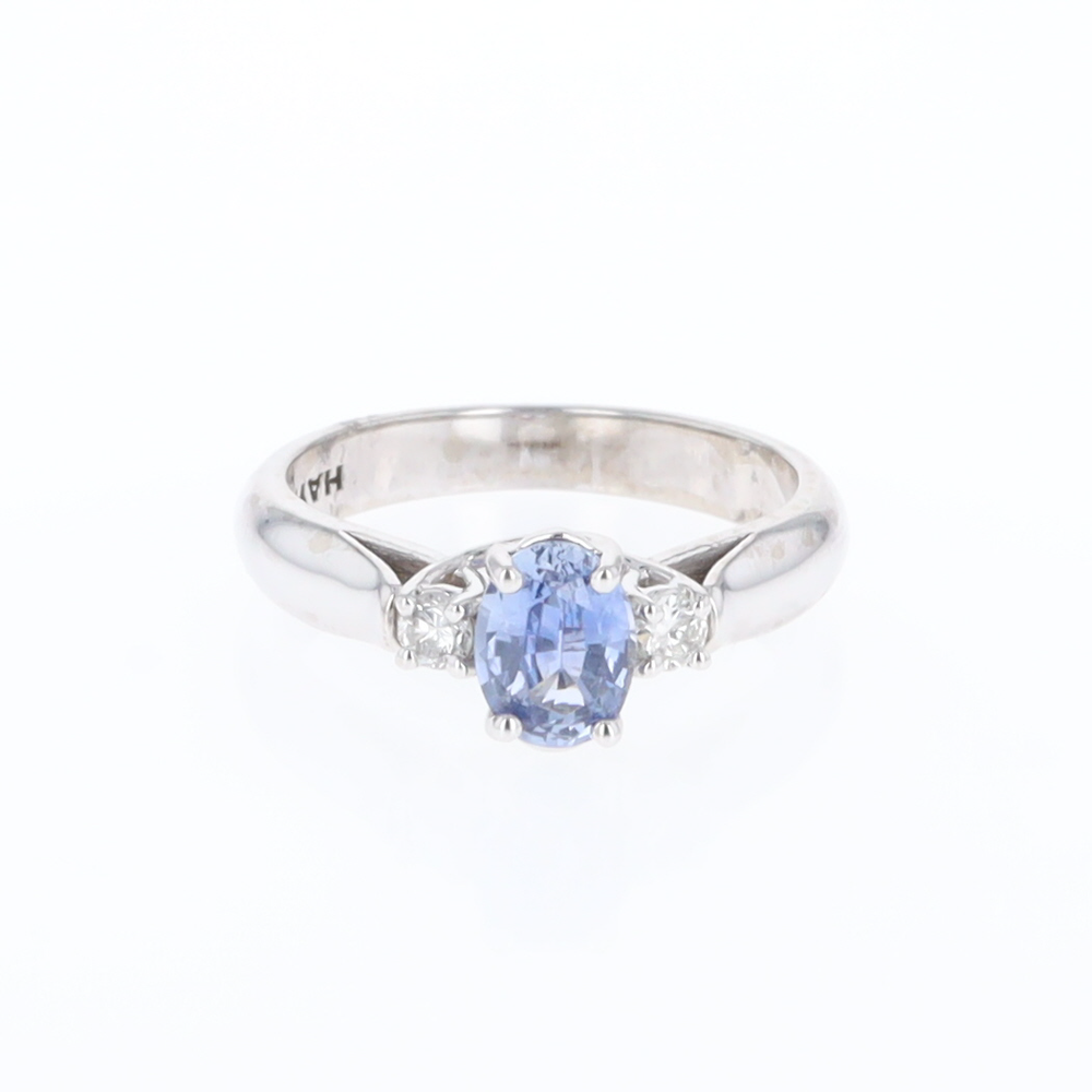 Ceylon Sapphire Three-Stone Trellis Ring