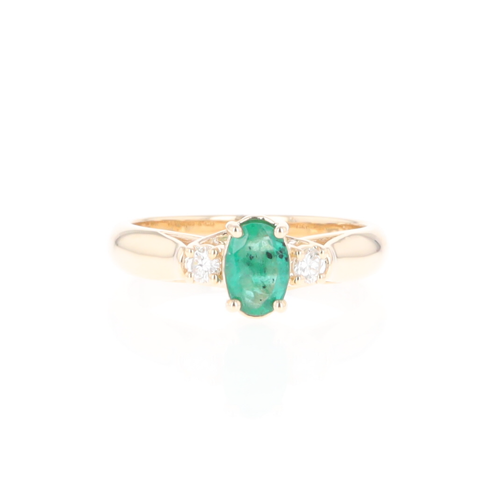 Emerald Three-Stone Trellis Ring