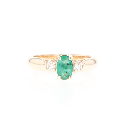 Emerald Three-Stone Trellis Ring