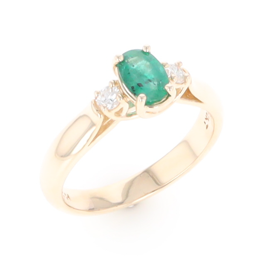 Emerald Three-Stone Trellis Ring
