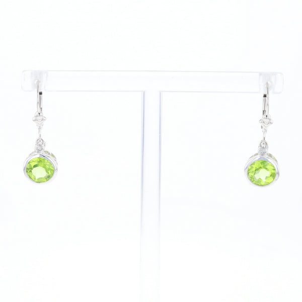 Peridot Dangle Earrings with Diamond Accents