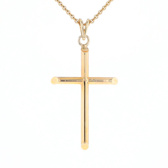 Beveled Edge Tube Cross Pendant