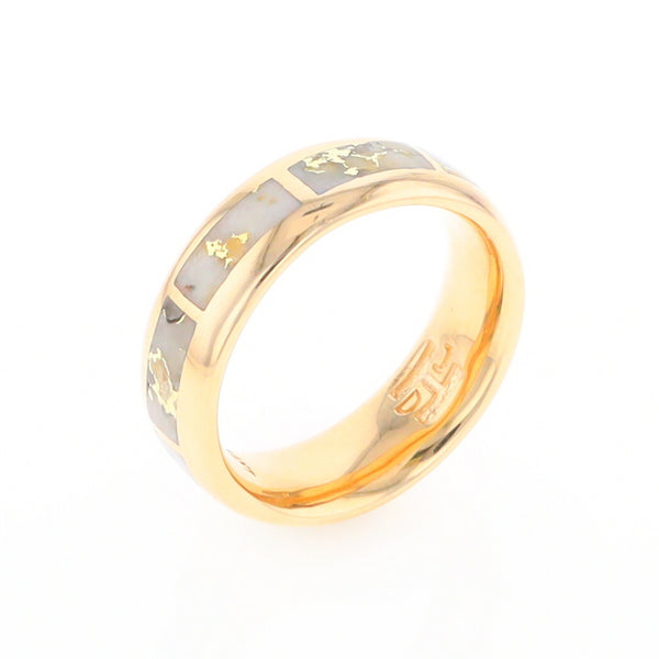 Gold Quartz Ring 8 Rectangle Section Inlaid Eternity Band