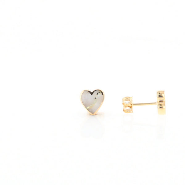 Gold Quartz Heart Stud Earrings - G2