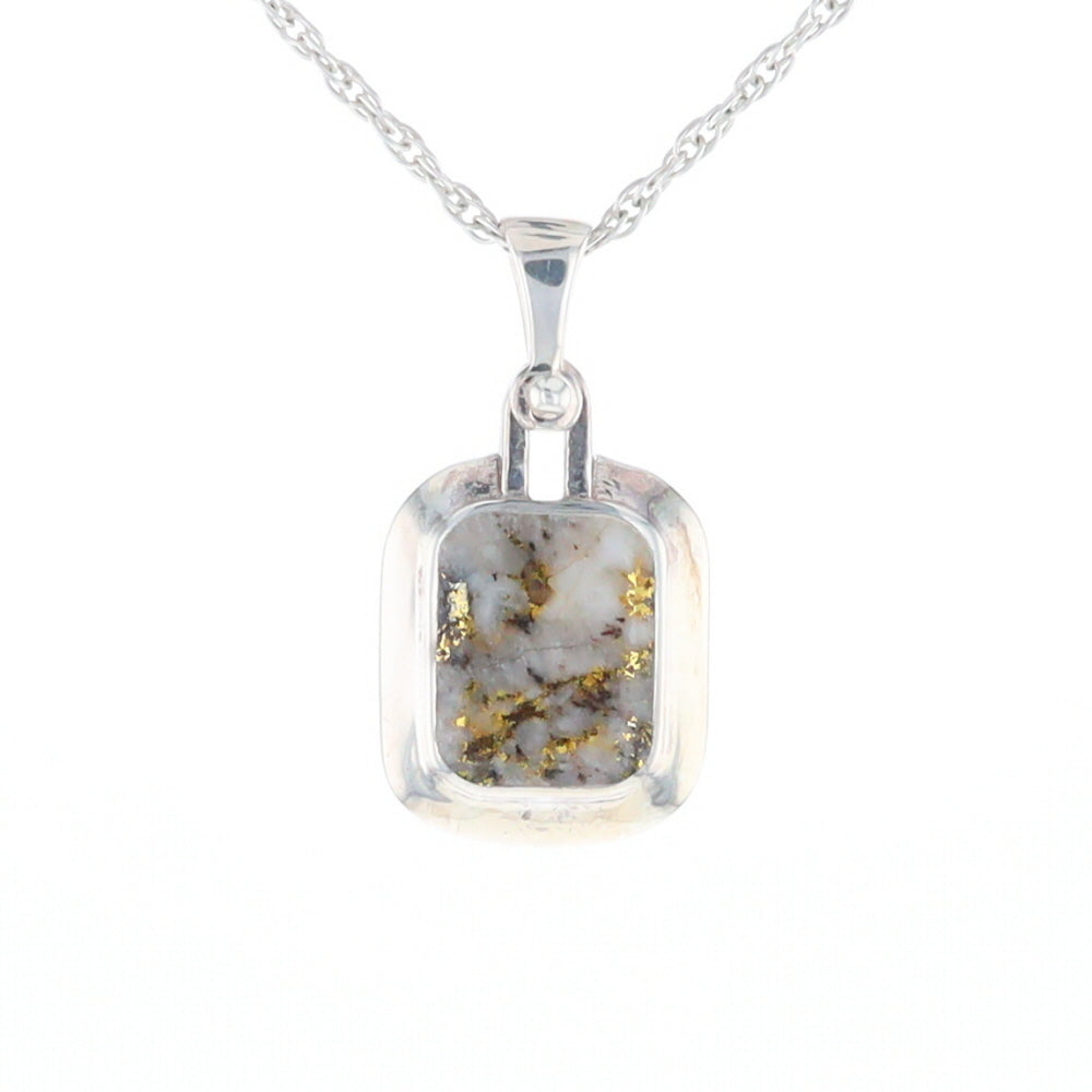 Gold Quartz Rounded Rectangle Pendant