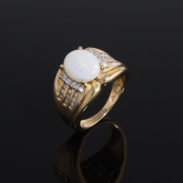 Opal Diamond Channels Ring