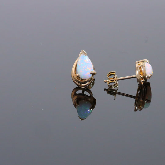 Pear-Shaped Opal Stud Earrings