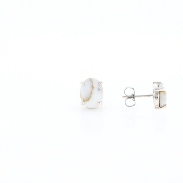 Gold Quartz Cabochon Stud Earrings