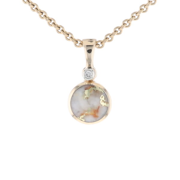 Round Gold Quartz Inlaid Pendant