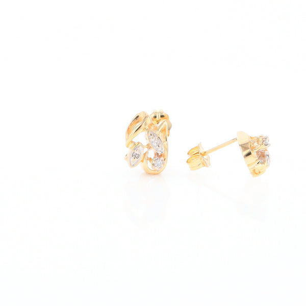 Diamond Leaf Stud Earrings