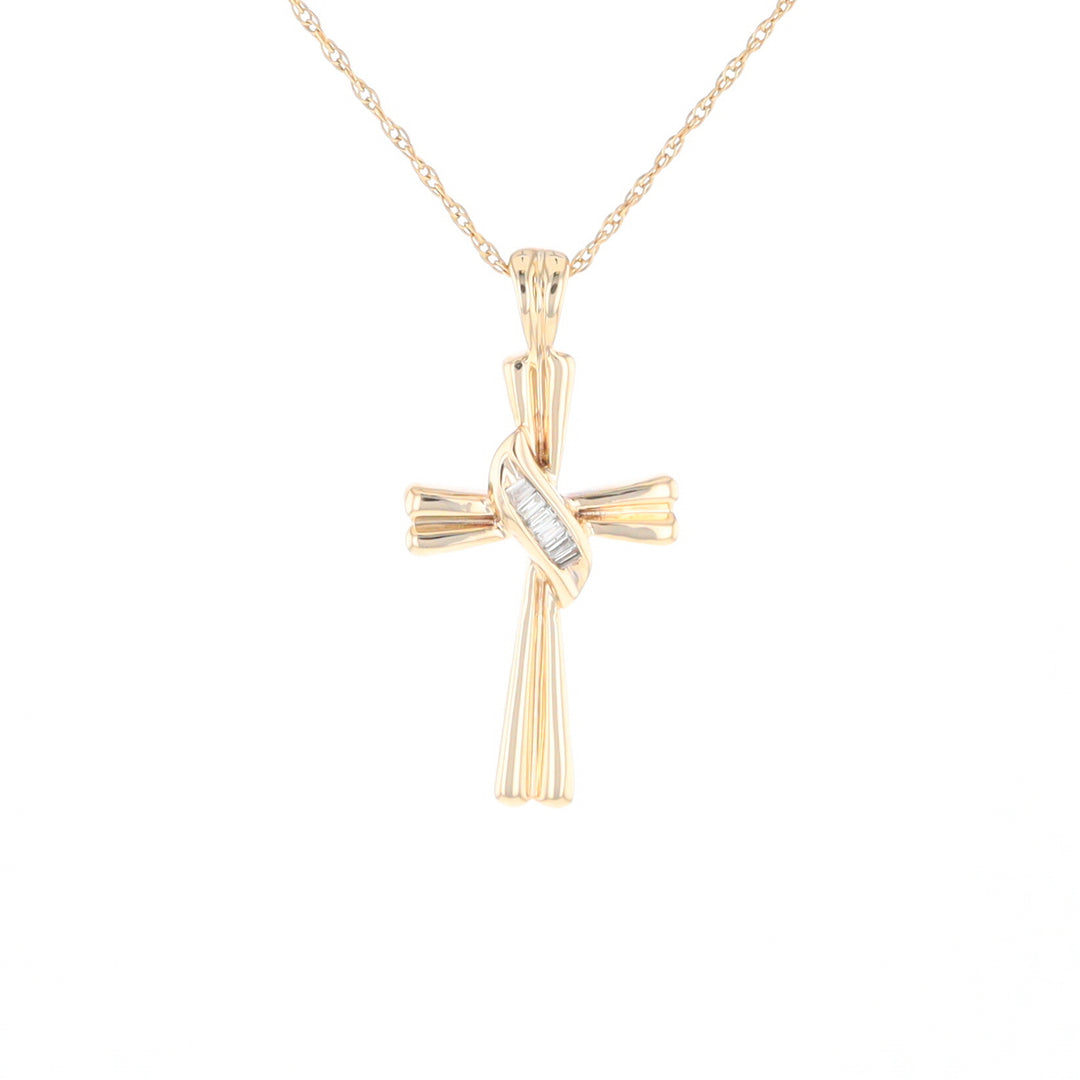 Diamond Crossover Ribbon Cross Pendant