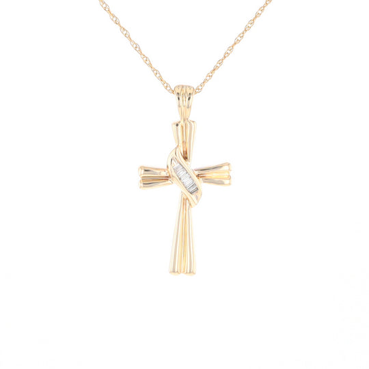 Diamond Crossover Ribbon Cross Pendant