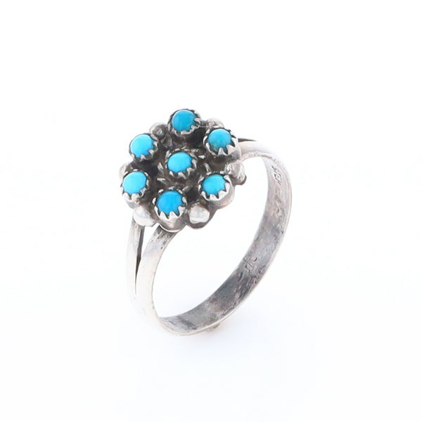 Round Turquoise Cluster Ring