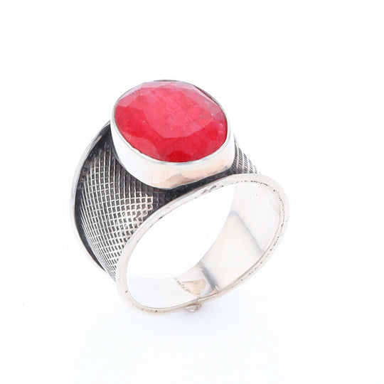 Red Quartz Bezel Set Ring