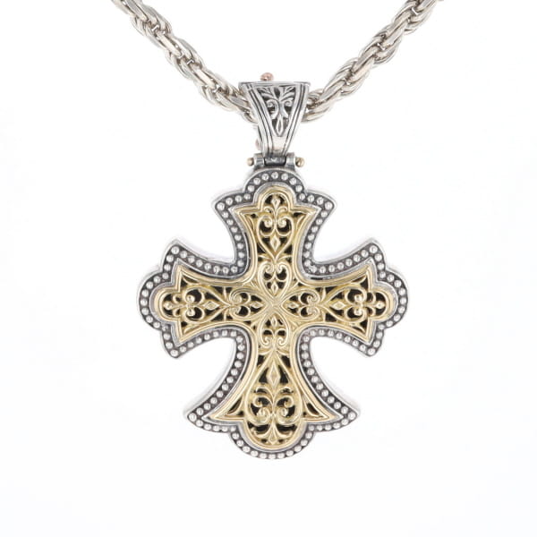 Sterling and 18K Gold Konstantino Cross Pendant