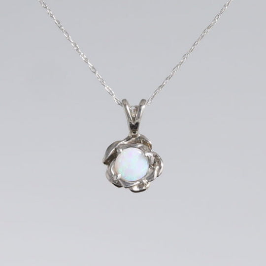 White Opal Flower Pendant