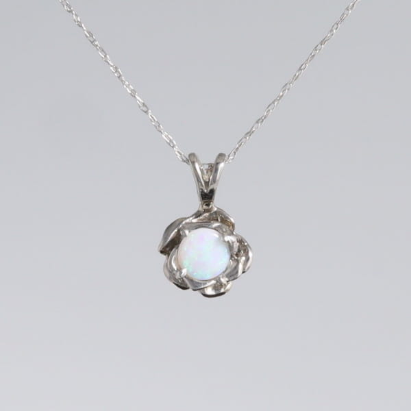 White Opal Flower Pendant