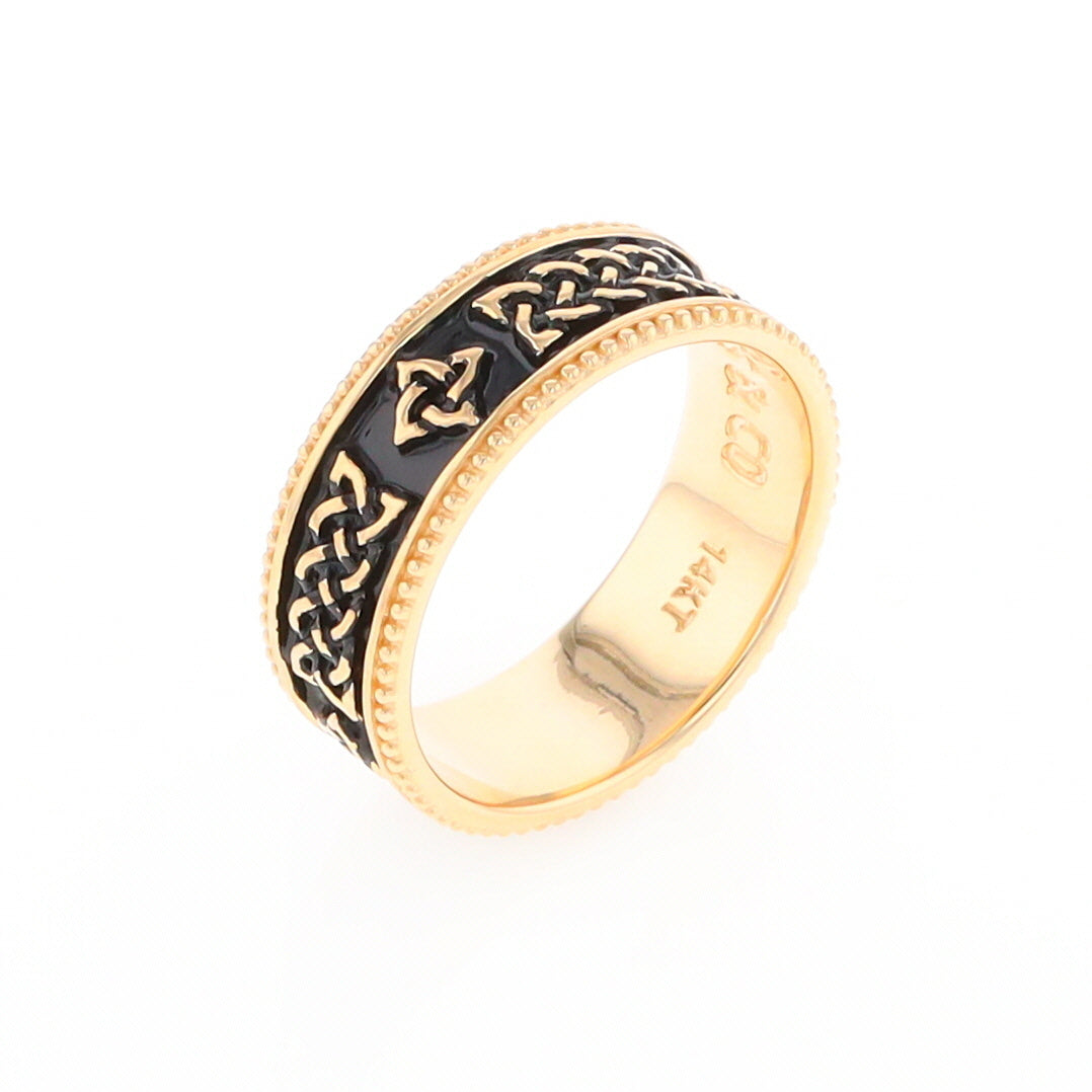 Celtic Knot Black and Gold Wedding Band