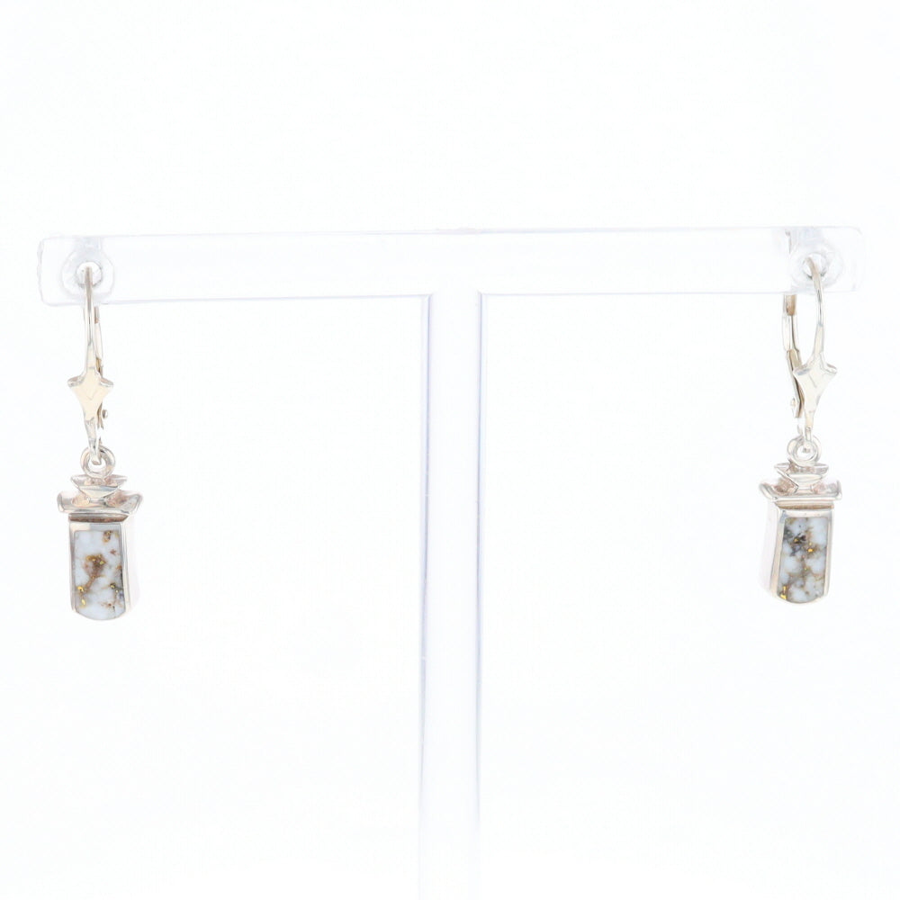 Sterling Silver Gold Quartz Inlaid Earrings - G3