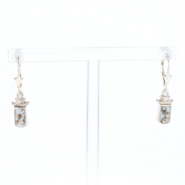 Sterling Silver Gold Quartz Inlaid Earrings - G3