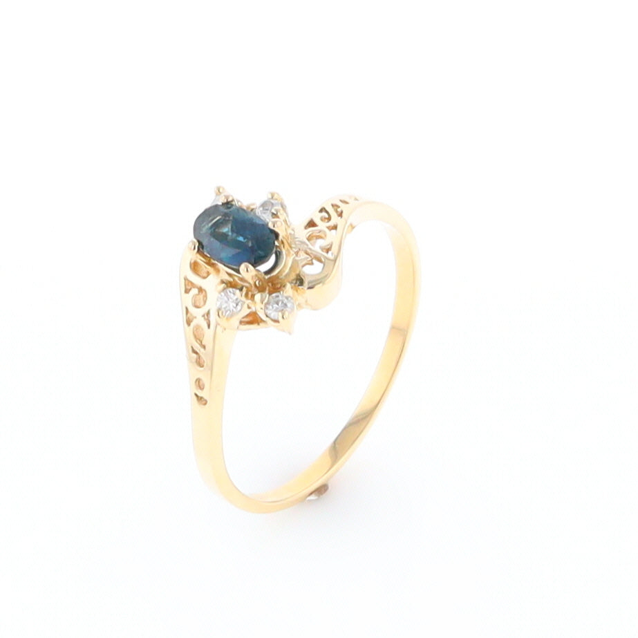 Oval Sapphire Diamond Bypass Ring