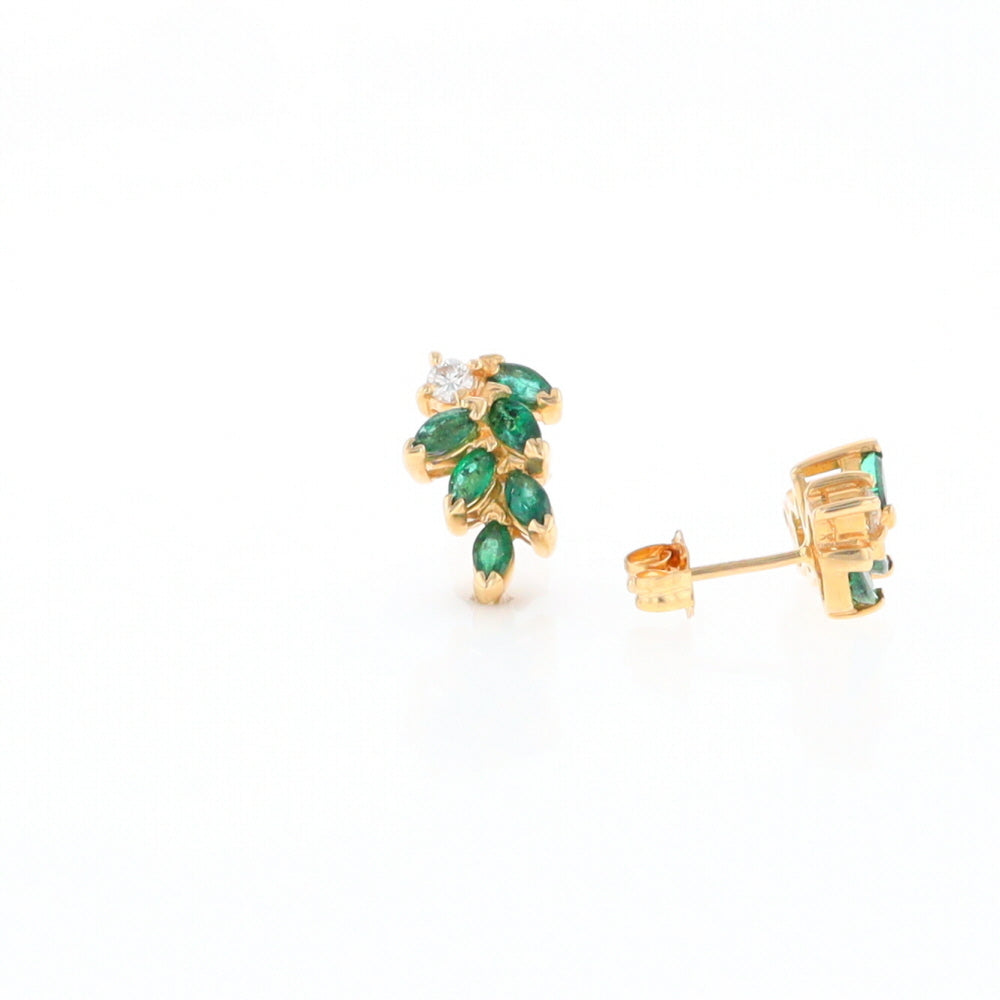 Marquise Emerald Cluster Stud Earrings