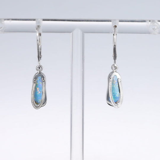 Opal Earrings Sandal Inlaid Design Lever Backs