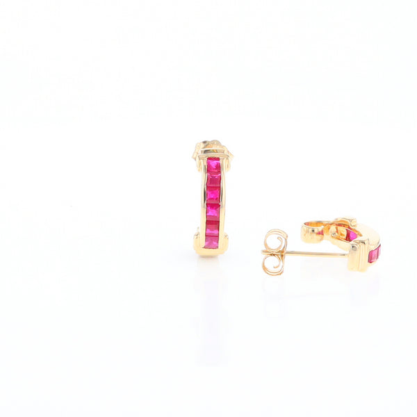 Channel Ruby Semi-Hoop Earrings