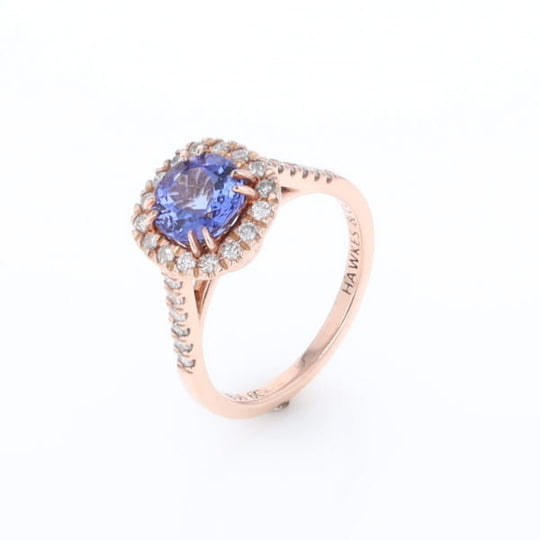 Rose Gold Tanzanite Halo Ring