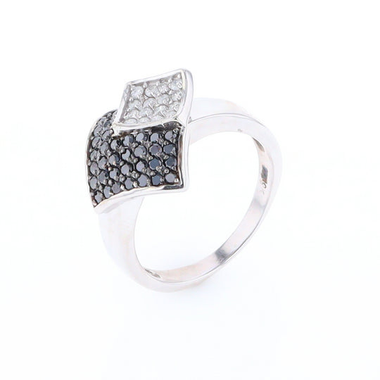 Double Pavé Black and White Diamond Ring