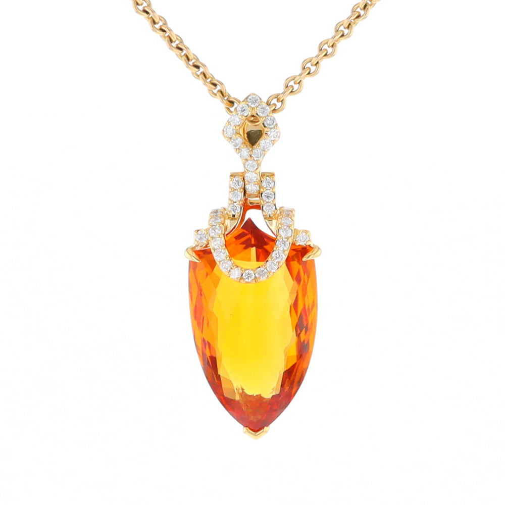 Citrine Pendant with Diamond Bail