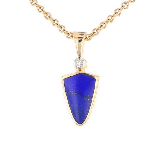 Lapis Shield Shaped Inlaid Pendant