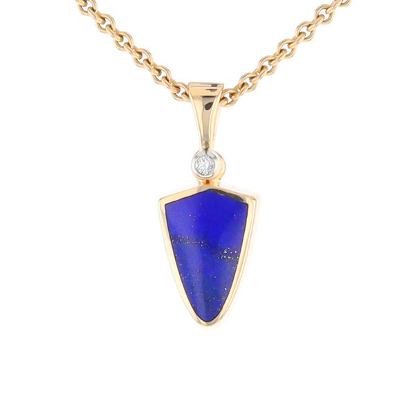 Lapis Shield Shaped Inlaid Pendant