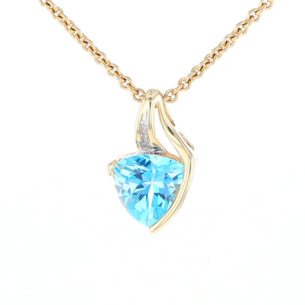 Trillion Blue Topaz Diamond Pendant