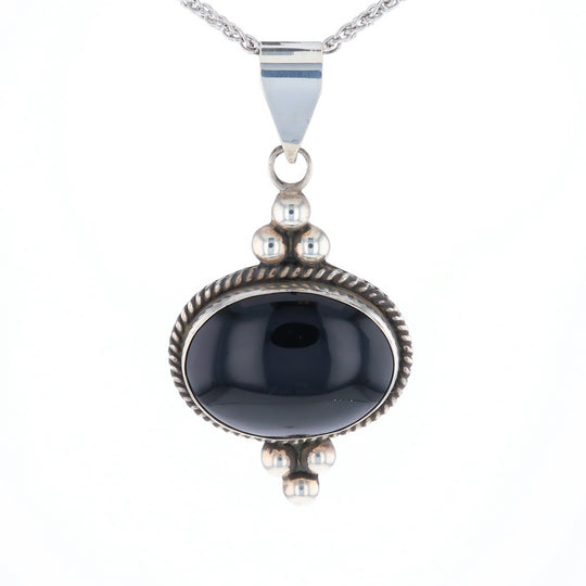 Bezel Set Onyx Beaded Pendant