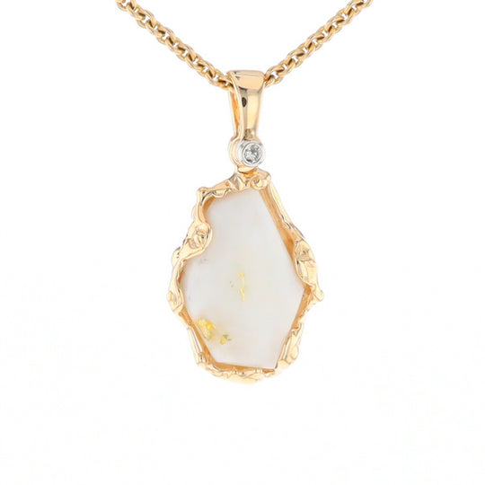 Gold Quartz Freeform Pendant