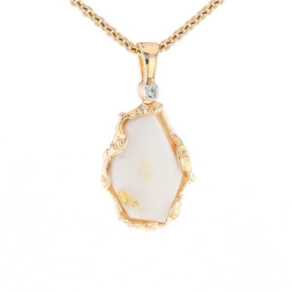 Gold Quartz Freeform Pendant