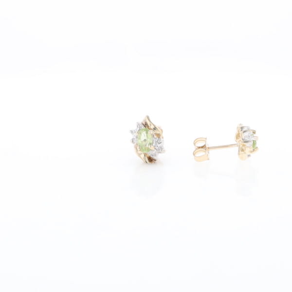 Bypass Peridot and Diamond Stud Earrings