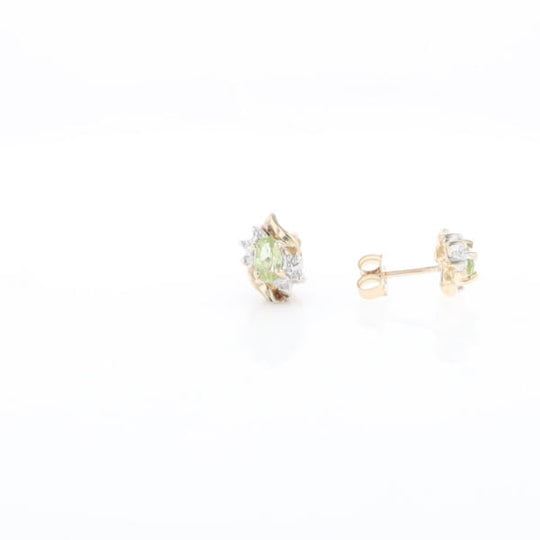 Bypass Peridot and Diamond Stud Earrings