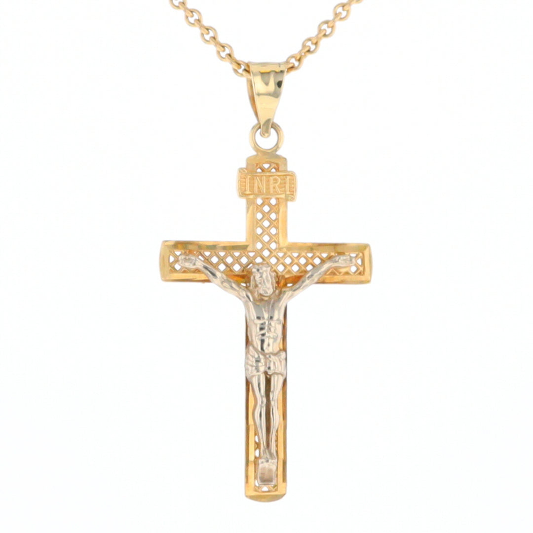 Two Tone Gold Crucifix Pendant