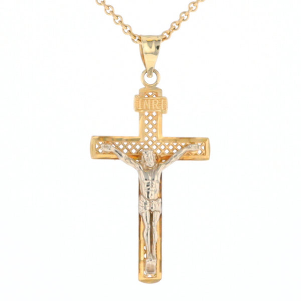 Two Tone Gold Crucifix Pendant