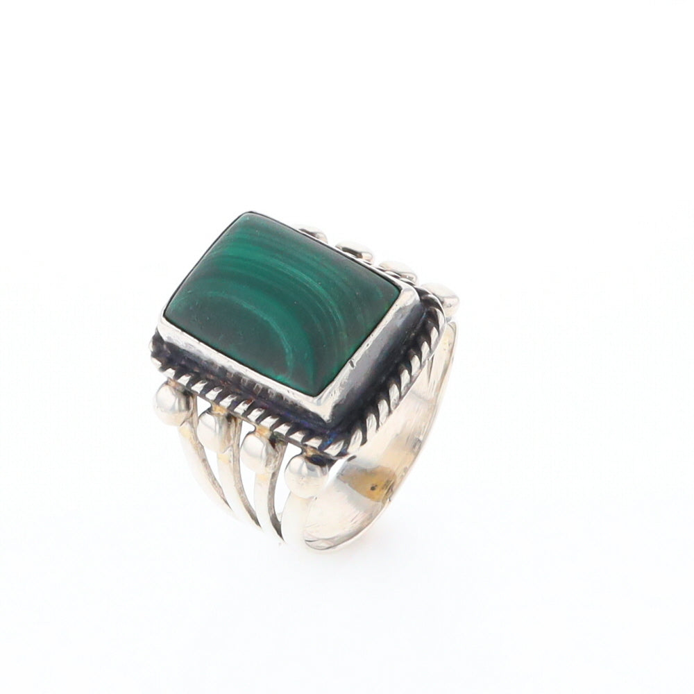 Native Rectangle Malachite Ring