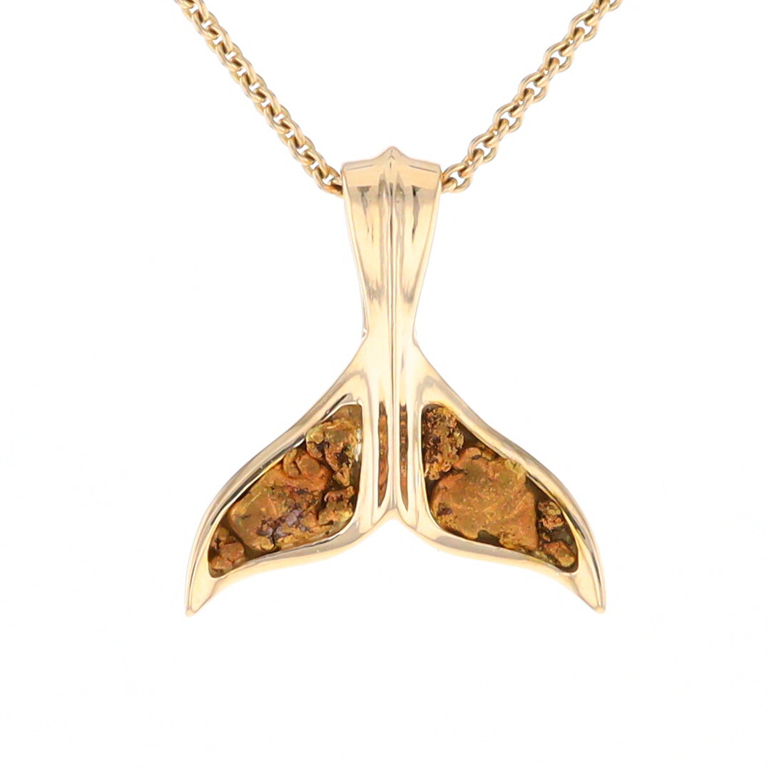 Whale Tail Necklaces Double Natural Nuggets Inlaid Sea Life Pendant