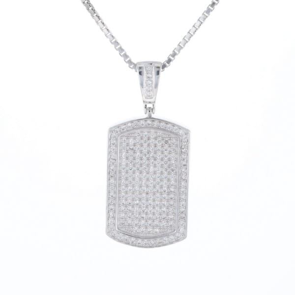 Cubic Zirconia Dog Tag Necklace