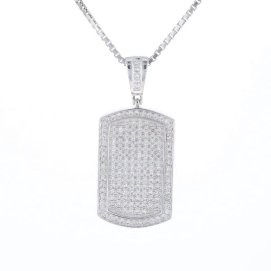 Cubic Zirconia Dog Tag Necklace